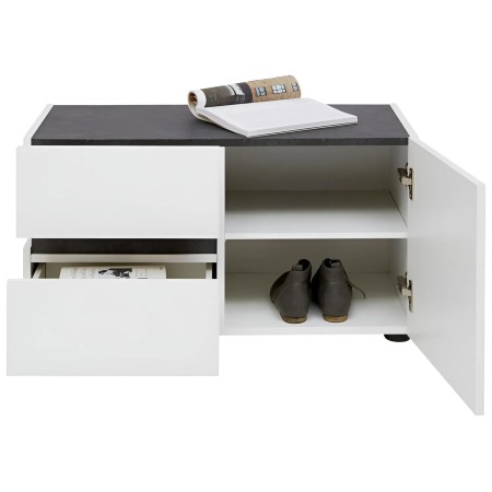 Panca Scarpiera Bianca 80x38x38 cm 1 Anta 2 Cassetti Soft-Close