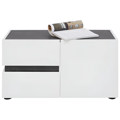 Panca Scarpiera Bianca 80x38x38 cm 1 Anta 2 Cassetti Soft-Close