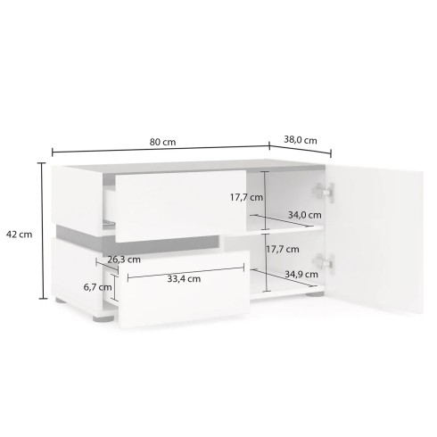 Panca Scarpiera Bianca 80x38x38 cm 1 Anta 2 Cassetti Soft-Close