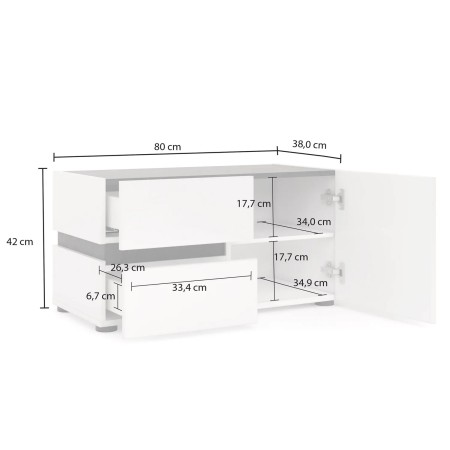 Panca Scarpiera Bianca 80x38x38 cm 1 Anta 2 Cassetti Soft-Close