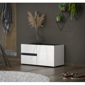 Panca Scarpiera Bianca 80x38x38 cm 1 Anta 2 Cassetti Soft-Close 2