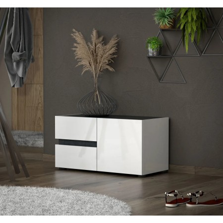 Panca Scarpiera Bianca 80x38x38 cm 1 Anta 2 Cassetti Soft-Close