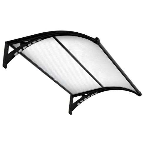 Pensilina con Led 150x100 in Policarbonato Alveolare Antipioggia Nero