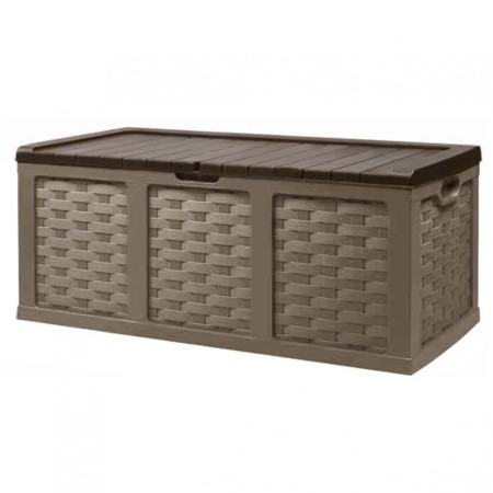 Cassapanca Baule in Plastica Rattan Marrone 116x56x58