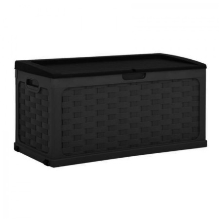 Cassapanca Baule in Plastica Rattan Antracite 116x56x58 cm