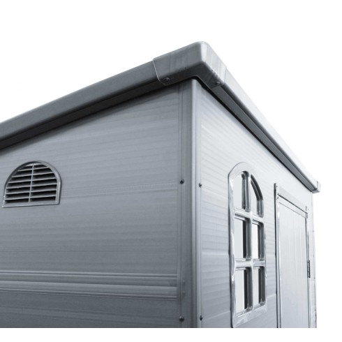 Casetta in Plastica Resina Grigio con Finestra 191x111x194 cm