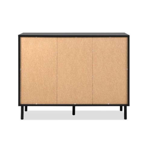 Credenza Madia 2 Ante e 4 Cassetti Nero con listelli Rovere