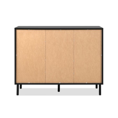 Credenza Madia 2 Ante e 4 Cassetti Nero con listelli Rovere