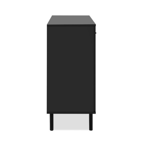 Credenza Madia 2 Ante e 4 Cassetti Nero con listelli Rovere