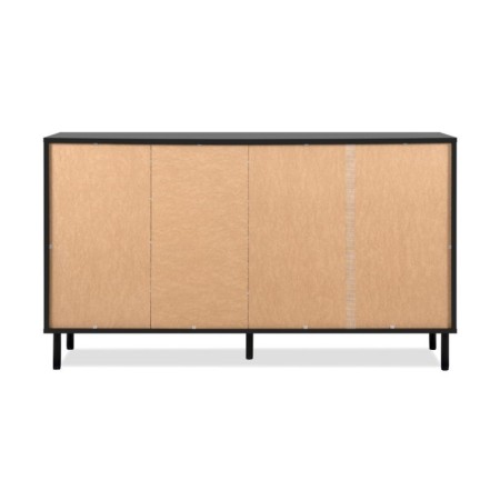 Credenza Madia 3 Ante e 4 Cassetti Nero con listelli Rovere