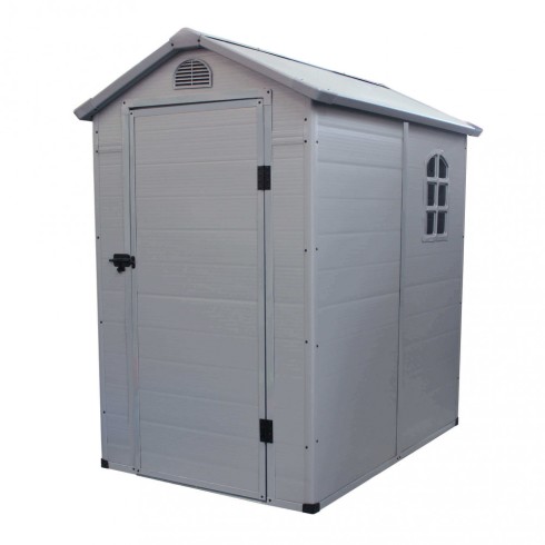 Casetta in Plastica Resina da Giardino Grigio con Finestra 134x192x204 cm