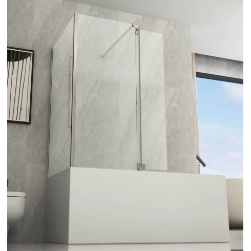 Box Doccia Sopravasca Anta Fissa Pieghevole Vetro 6mm 70x85+40 cm