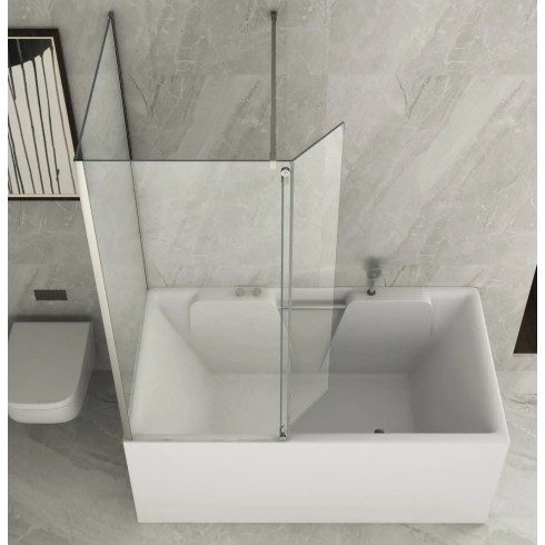 Box Doccia Sopravasca Anta Fissa Pieghevole Vetro 6mm 70x85+40 cm