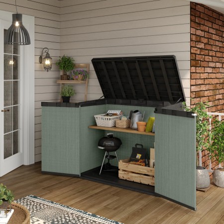 Baule Porta Attrezzi Keter in Resina 1150 L Verde da Giardino Impermeabile
