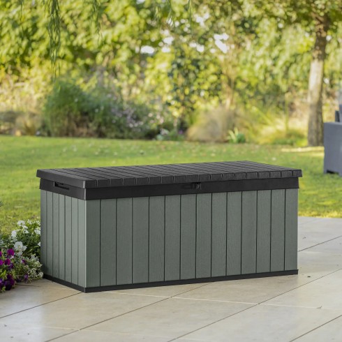 Baule Keter Resina da Esterno 454 L Lucchettabile Effetto Legno Verde