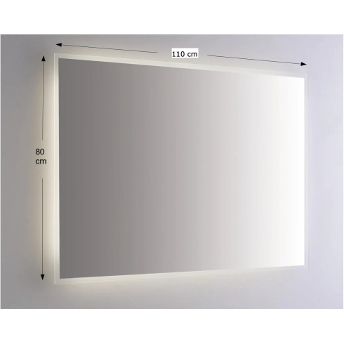Specchio Retroilluminato Rettangolare 110x80 a Led da Parete da Bagno