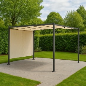 Tettoia Pergola in Acciaio 300x300 cm con Telo Scorrevole 2