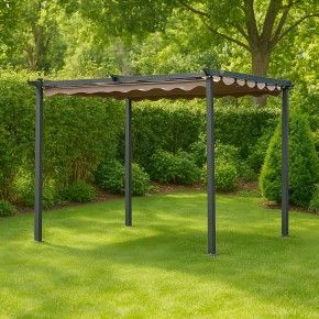 Pergola 3x3 con Telo Retrattile in Acciaio da Esterno Carport Auto Moto 2