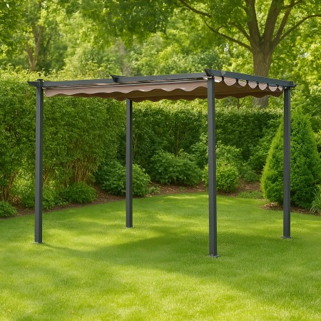 Pergola 3x3 con Telo Retrattile in Acciaio da Esterno Carport Auto Moto