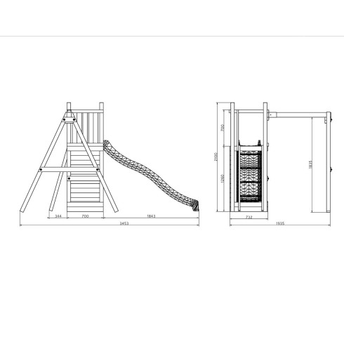 Parco Giochi in Legno con Altalena Arrampicata Scivolo e Sabbiera 290x200x210cm