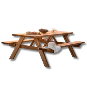 Tavolo da Pic Nic in Legno per Giardino Tavolino con Panche Incluse