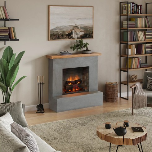 Camino Elettrico Tagu Rolf PowerFlame2 1600w Cemento Grigio