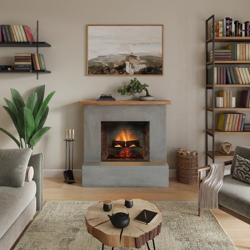 Camino Elettrico Tagu Rolf PowerFlame2 1600w Cemento Grigio