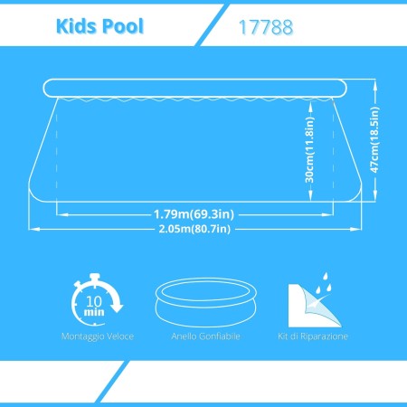 Piscina Autoportante Tonda Blu Marino 200 cm h47 cm