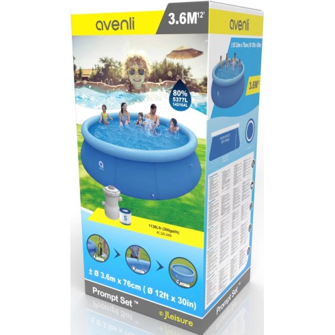 Piscina Tonda 360 cm Fuori Terra con Pompa Filtro h76 cm