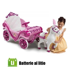 Macchina Elettrica a Batteria Ricaricabile 7.2 V Carrozza Cavallo Bambina