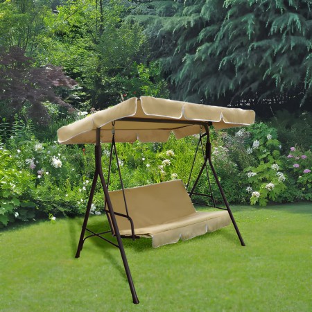 Dondolo 3 Posti Marrone da Giardino 170x115x153 cm