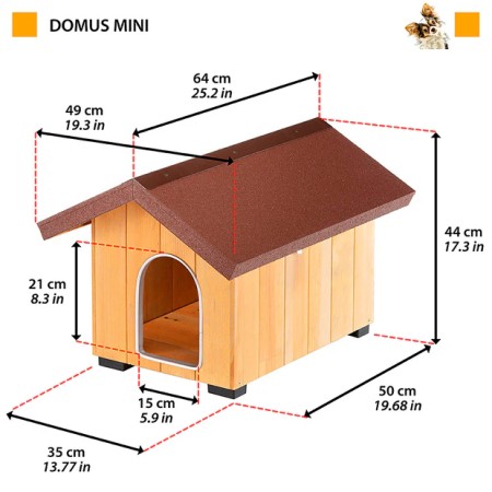 Cuccia per Cani mini 47x61x44 cm in legno per esterni