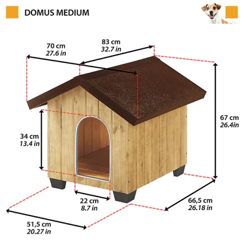 Cuccia in Legno per Cani Media 70x82x67 cm