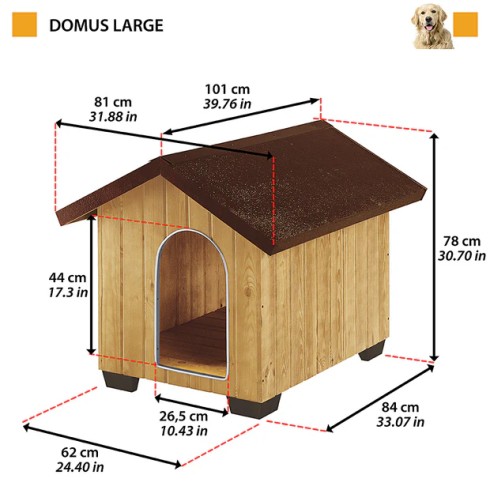 Cuccia per Cani Grande per esterno in legno 81x101x78 cm