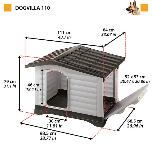 Cuccia per Cani grande 111x84x79 cm con parete ribaltabile