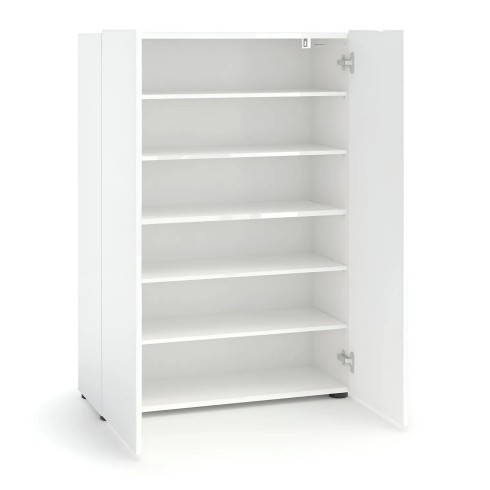 Scarpiera 2 Ante 80x34x114h cm bianco lucido per ingresso