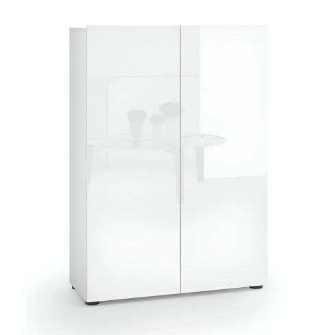 Scarpiera 2 Ante 80x34x114h cm bianco lucido per ingresso