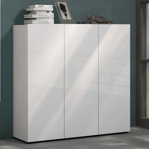 Scarpiera 3 Ante 120x34x115 cm Bianco Mobile Salvaspazio