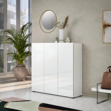 Scarpiera 3 Ante 120x34x115 cm Bianco Mobile Salvaspazio