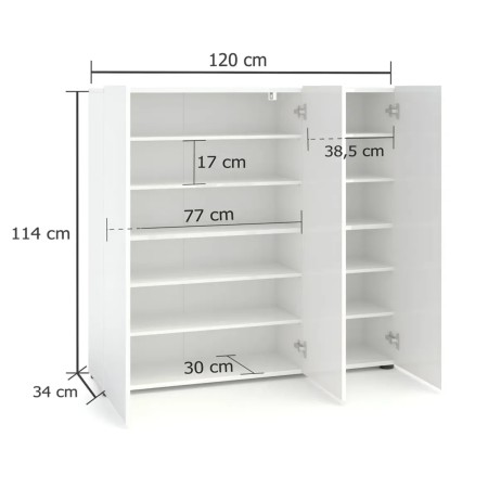 Scarpiera 3 Ante 120x34x115 cm Bianco Mobile Salvaspazio