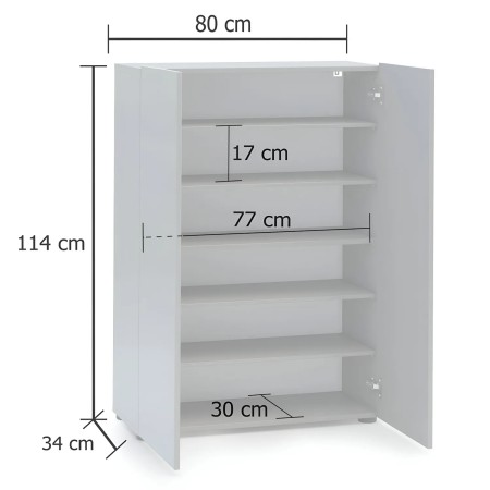 Scarpiera 2 Ante 80x34x114 cm Grigia Salvaspazio