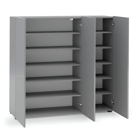 Scarpiera Grigia 3 Ante 120x34x115 cm Melaminico Laccato
