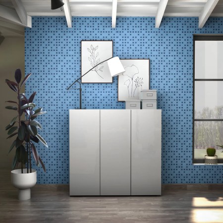 Scarpiera Grigia 3 Ante 120x34x115 cm Melaminico Laccato