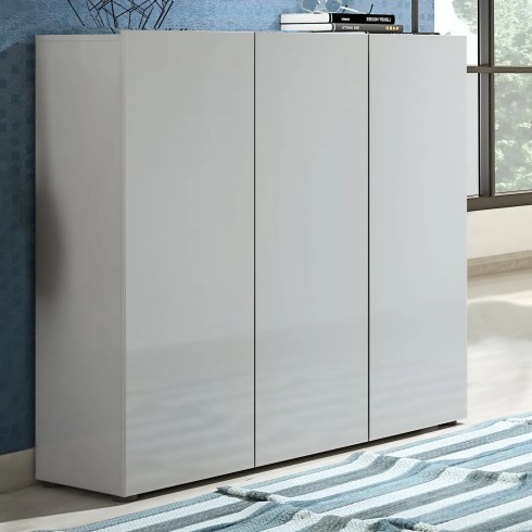 Scarpiera Grigia 3 Ante 120x34x115 cm Melaminico Laccato