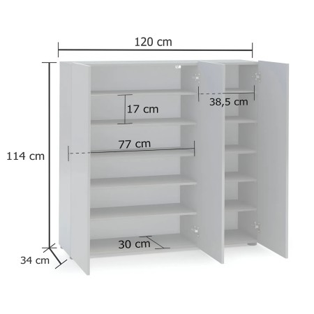Scarpiera 3 Ante 120x34x115 cm Antracite Moderna