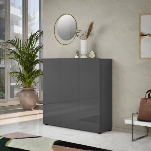 Scarpiera 3 Ante 120x34x115 cm Antracite Moderna