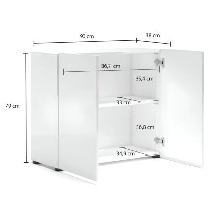Mobile Madia 90x38x79 cm con 2 Ante e Ripiano