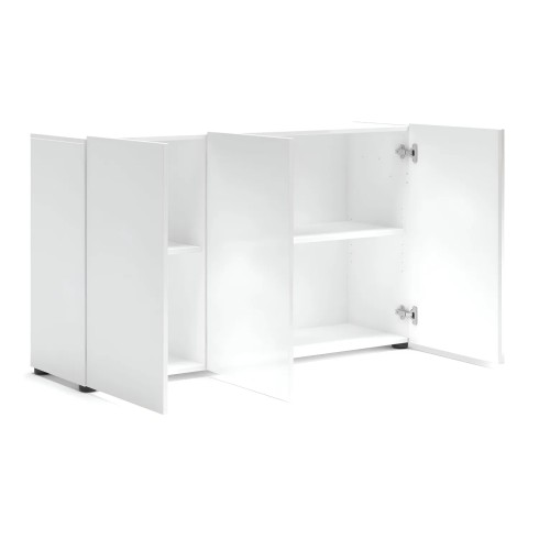 Mobile a 3 Ante con Ripiani Credenza 135x38x80 cm Bianco Lucido
