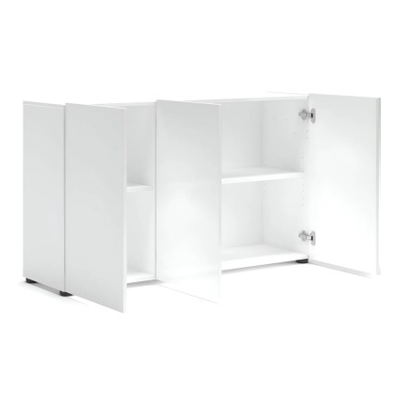 Mobile a 3 Ante con Ripiani Credenza 135x38x80 cm Bianco Lucido