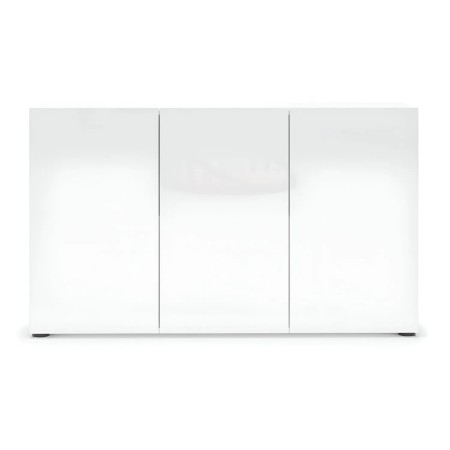 Mobile a 3 Ante con Ripiani Credenza 135x38x80 cm Bianco Lucido